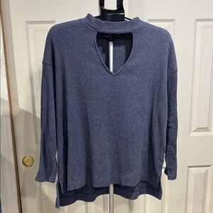 Terra & Sky Blue Keyhole Neckline Sweater